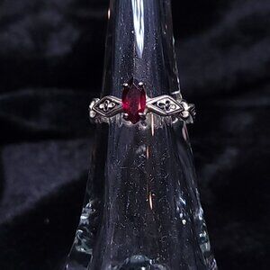 Vintage Avon Sterling Silver Marquise Garnet Ring
